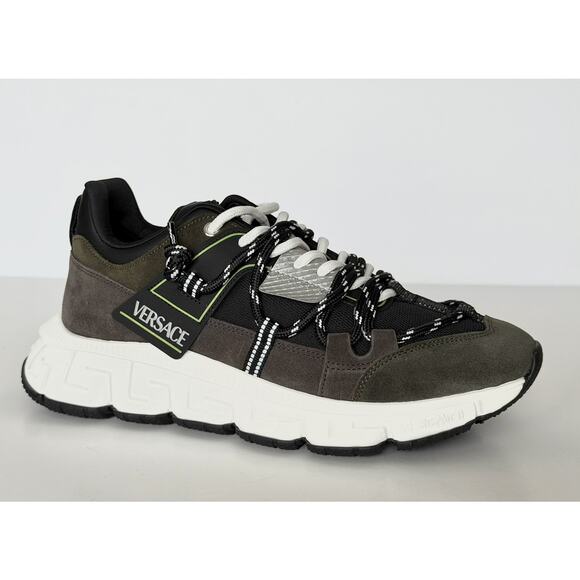 Versace Men\'s Greca Sneakers Gray/Green 10 US (43 Euro) IT 1021490 IT NIB main image 13